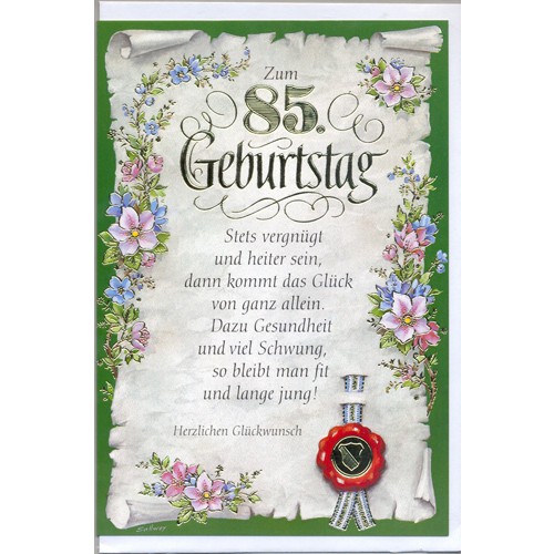 Glückwunschkarte, Zum 85. Geburtstag