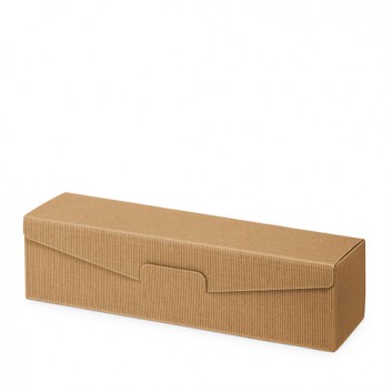  Präsent-Flaschenkarton für Postversand; für 1 Flasche; uni - auch innen farbig; natur + innen natur; offene Welle - modern 