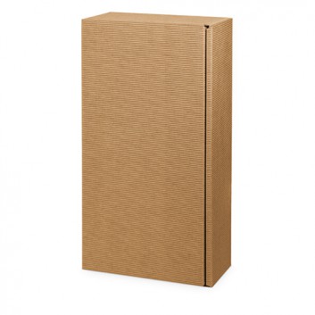  Präsent-Flaschenkarton für Postversand; für 2 Flaschen oder 1000g-Stollen; uni - auch innen farbig; natur + innen natur; offene Welle - modern 