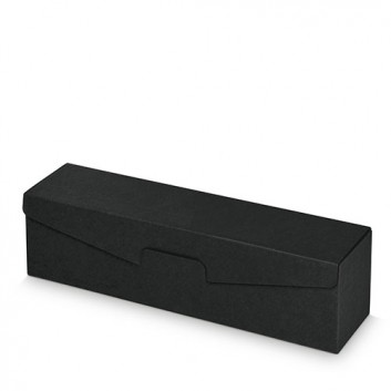  Präsent-Flaschenkarton für Postversand; für 1 Flasche; uni; schwarz + innen naturbraun; Natura - glatte Oberfläche 