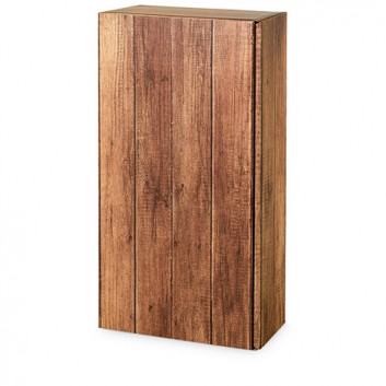  Präsent-Flaschenkarton für Postversand; für 2 Flaschen oder 1000g-Stollen; Timber: Holzoptik; rot-braun; glatte Oberfläche 