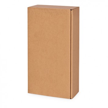  Präsent-Flaschenkarton für Postversand; für 2 Flaschen oder 1000g-Stollen; uni; natur + innen natur; Natura - glatte Oberfläche 