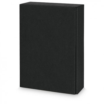  Präsent-Flaschenkarton für Postversand; für 3 Flaschen; uni; schwarz + innen naturbraun; Natura - glatte Oberfläche 