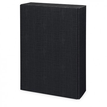  Präsent-Flaschenkarton für Postversand; für 3 Flaschen; uni - auch innen farbig; schwarz + innen schwarz; Leinenstruktur 