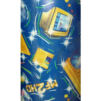 Papier-Stein Geschenkpapier; 50 cm x ca. 250 m; Computerwelt; blau; 16; Geschenkpapier gestrichen weiß, glatt; Secare-Rolle 