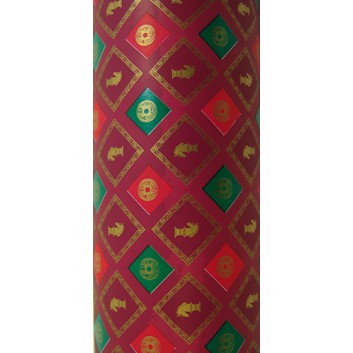  Bolis Geschenkpapier - ABVERKAUF; 70 cm x 50 m; Classic: Schachmotiv; bordeaux; 27; Offset weiß, glatt; 50m-Midirolle; -Rollenkern etwas verdrückt- 