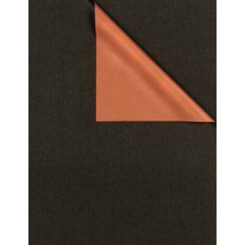  Geschenkpapier; 50 cm x 250 m / 70 cm x 250 m; bicolor, zweiseitig farbig; schwarz-kupfer; 531669; Kraftpapier, weiß enggerippt; Secare-Rolle 