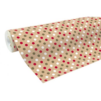  Clairefontaine Geschenkpapier, recycling; 70 cm x 50 m; Punkte; rot-grün-weiß; 223800C; Recycling-Kraftpapier, braun glatt; 50m-Midirolle; 70 g/qm 