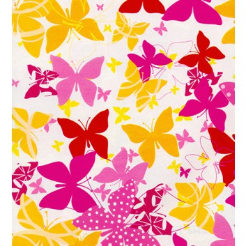  Bolis Geschenkpapier - Butterfly; 70 cm x 100 m; Schmetterlinge; orange-pink-rot; 2048-66; Offset weiß, glatt; 100m-Maxirolle 