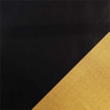  Geschenkpapier; 50 cm x 250 m; bicolor, zweiseitig farbig; mattschwarz-gold; 11168; Kraftpapier, weiß gestrichen glatt; Secare-Rolle; ca. 70 g/qm 
