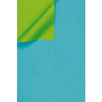  Geschenkpapier; 50 cm x 250 m / 70 cm x 250 m; bicolor, zweiseitig farbig; wasserblau-kiwigrün; 331644; Kraftpapier, weiß enggerippt; Secare-Rolle 