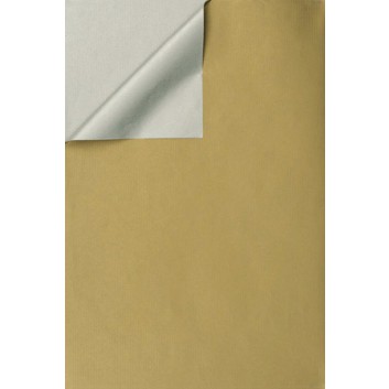  Geschenkpapier; 50 cm x 250 m / 70 cm x 250 m; bicolor, zweiseitig farbig; gold-silber; 331647; Kraftpapier, weiß enggerippt; Secare-Rolle 