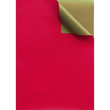  Geschenkpapier; 50 cm x 250 m / 70 cm x 250 m; bicolor, zweiseitig farbig; rot-gold; 331649; Kraftpapier, weiß enggerippt; Secare-Rolle 