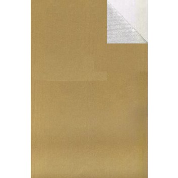  Geschenkpapier; 50 cm x 250 m; bicolor, zweiseitig farbig; gold-silber; 60048; Kraftpapier, braun-enggerippt; Secare-Rolle 