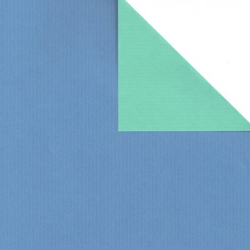  Geschenkpapier; 50 cm x 250 m; bicolor, zweiseitig farbig; bicolor: blau-jade (wasserblau); 60160; Eco Kraftpapier, weiß enggerippt; Secare-Rolle 