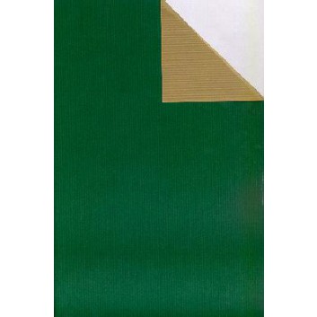  Geschenkpapier; 50 cm x 250 m / 70 cm x 250 m; bicolor, zweiseitig farbig; grün-gold; 60049; Kraftpapier, braun enggerippt; Secare-Rolle 