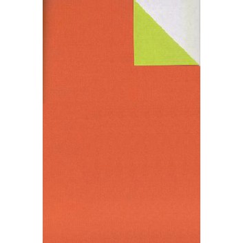  Geschenkpapier; 50 cm x 250 m / 70 cm x 250 m; bicolor, zweiseitig farbig; orange-grün; 60056; Kraftpapier, weiß enggerippt; Secare-Rolle 