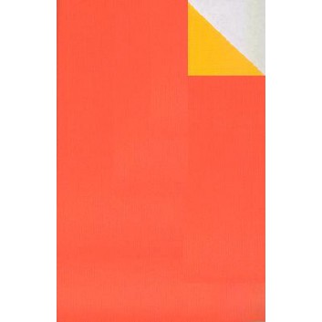  Geschenkpapier; 50 cm x 250 m / 70 cm x 250 m; bicolor, zweiseitig farbig; orange-gelb; 60083; Kraftpapier, weiß enggerippt; Secare-Rolle 