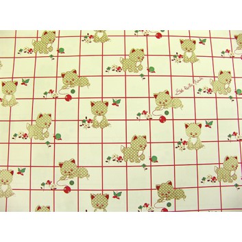  Papier-Stein Geschenkpapier 25-Bogen; 70 x 100 cm; Kindermotiv: Katzen; rot-grün-beige; Offsetpapier einseitig bedruckt; Bogen, einmal gelegt 
