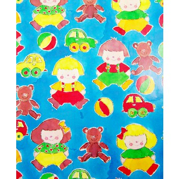  Papier-Stein Geschenkpapier; 70 x 100 cm; Kindermotiv: Mädchen und Jungen; rot-grün-blau-gelb-braun; Offsetpapier einseitig bedruckt 