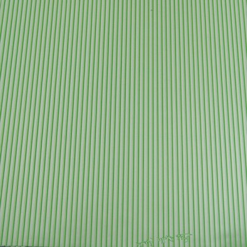  Geschenkfolie; 50 x 70 cm; Längsstreifen auf Silberglanzfolie; silber-grün; Glanzfolie silber, glatt; Bogen einmal gelegt; Rückseite: uni-silber 