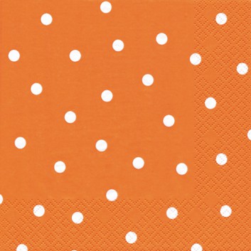  HomeFashion Servietten; 33 x 33 cm; Punkte; weiß auf orange; 211103; 3-lagig; 1/4-Falz (quadratisch); Zelltuch 