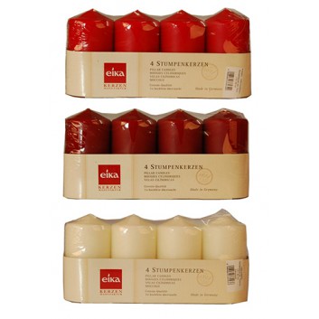  Eika Adventskerzen / Stumpenkerzen 4er-Set; rot / creme / bordeaux; 11 cm; 6 cm; ca. 30h - je nach Umgebungseinflüssen 