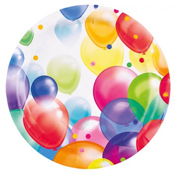 amscan Pappteller; Ø 22,8 cm; Seifenblasen/Luftballons; bunt; Hartpappe; rund; Ideal für Party und Kindergeburtstag. 