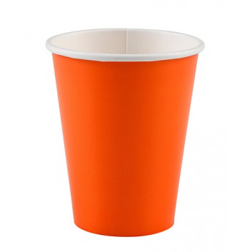  amscan Pappbecher; 200 ml; uni; orange; Hartpappe spezialbeschichtet; Gesamtfüllvolumen: 266 ml 