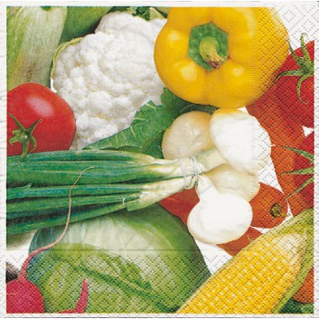  Paper + Design Servietten; 33 x 33 cm; Fresh vegetables; 21298; 3-lagig; 1/4-Falz (quadratisch); Zelltuch 