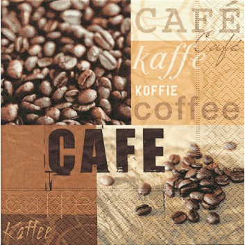  Paper + Design Servietten; 33 x 33 cm; Coffee gallery; 21321; 3-lagig; 1/4-Falz (quadratisch); Zelltuch 