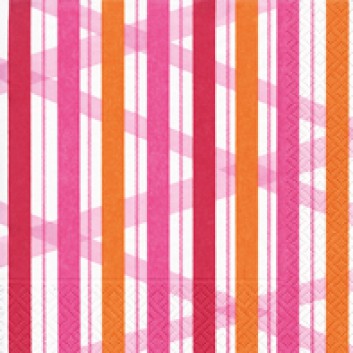  Paper + Design Servietten; 33 x 33 cm; Summer stripes berry; 21600; 3-lagig; 1/4-Falz (quadratisch); Zelltuch 