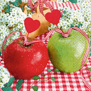  Paper + Design Servietten; 33 x 33 cm; Love apples; bunt; 21733; 3-lagig; 1/4-Falz (quadratisch); Zelltuch 