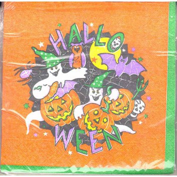  Servietten; 33 x 33 cm; Halloween-Bande; 3-lagig; 1/4-Falz (quadratisch); Zelltuch 