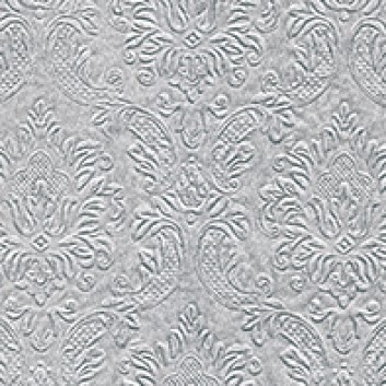  Cocktail-Servietten mit Strukturprägung; 25 x 25 cm; Moments: Ornament silver; silber; 14047; 3-lagig, geprägt; 1/4-Falz (quadratisch); Zelltuch 