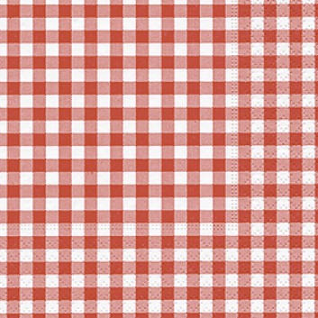  Paper + Design Cocktail-Servietten, Vichy; 25 x 25 cm; Vichy-New red; rot; 100702; 3-lagig; 1/4-Falz (quadratisch); Zelltuch (Tissue) 