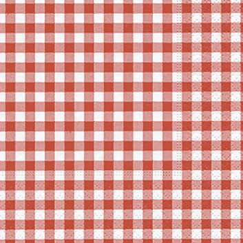  Paper + Design Cocktail-Servietten, Vichy; 25 x 25 cm; Vichy-New red; rot; 100702; 3-lagig; 1/4-Falz (quadratisch); Zelltuch (Tissue) 