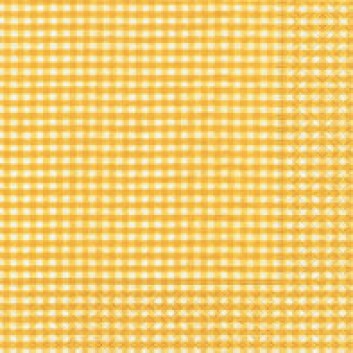  Paper + Design Cocktail-Servietten, Vichy; 25 x 25 cm; Vichy yellow; gelb; 10972; 3-lagig; 1/4-Falz (quadratisch); Zelltuch 