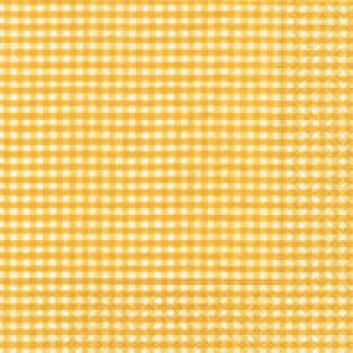  Paper + Design Cocktail-Servietten, Vichy; 25 x 25 cm; Vichy yellow; gelb; 10972; 3-lagig; 1/4-Falz (quadratisch); Zelltuch 