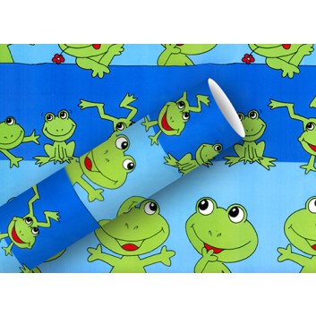  Braun & Company Geschenkpapier, lux; 70 cm x 2 m; Froggy; blau-grün; 10450; Offsetpapier, glatt; Röllchen auf Papphülse (34 mm Ø); ca. 80 g/qm 