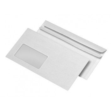  Briefumschläge; 110 x 220 mm (DIN Lang); weiß; mit Fenster; selbstklebend; gerade Klappe; 75 g/qm; mit Innendruck 