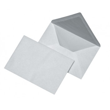  Briefumschläge; 125 x 176 mm (DIN B6); weiß; ohne Fenster; nassklebend; Spitzklappe; 75 g/qm; mit Seidenfutter; 30001086 