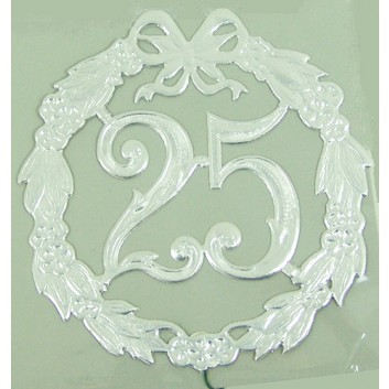  dekorativ Demmler Deko-Jubiläumszahl; 25; 13 cm; silber; Papier mit Draht 
