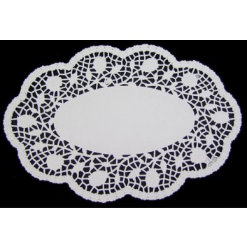  dekorativ Demmler Tortenspitze/Mokkadeckchen, oval; verschiedene Formate; weiß; Rose; oval 