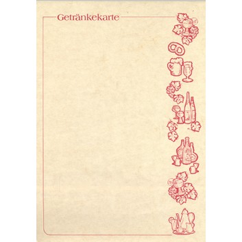  Speisekarten-Vordrucke; A4; creme mit rotem Motiv 