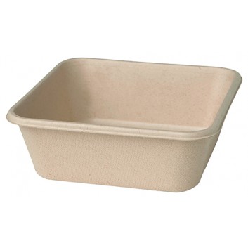  Duni Rechteck-Box Bagasse ecoecho®; 900 ml: 155 x 155 x 53 mm; braun; Bagasse (Nebenprodukt aus Zuckerrohr) 