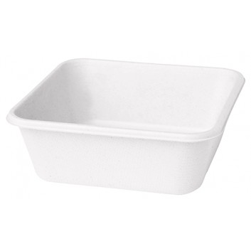  Duni Rechteck-Box Bagasse 900ml weiß; 900 ml: 155 x 155 x 53 mm; weiß; Bagasse (Nebenprodukt aus Zuckerrohr) 