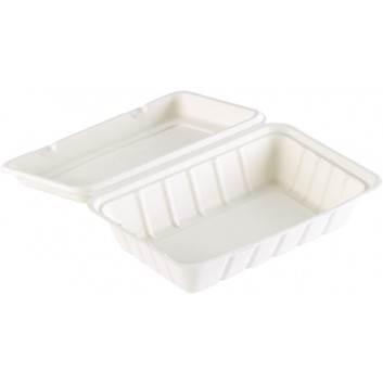  Duni Thermobox/Menübox Bagasse ecoecho® 60-Pk; ungeteilt 850 ml: 239x156x63mm; weiss; ungeteilt; Bagasse (Nebenprodukt aus Zuckerrohr) 