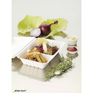  Duni Thermobox/Menübox Bagasse ecoecho®; verschiedene Ausführungen; weiss; Bagasse (Nebenprodukt aus Zuckerrohr); max. +100°C (mikrowellengeeignet) 