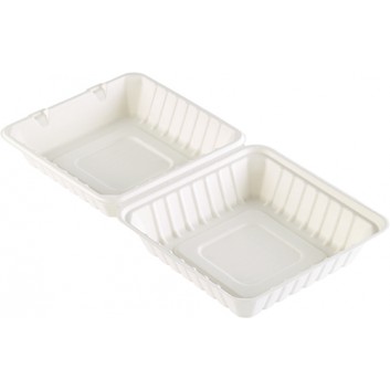  Duni Thermobox/Menübox Bagasse ecoecho®; ungeteilt 1000 ml: 225x201x85mm; weiss; ungeteilt; Bagasse (Nebenprodukt aus Zuckerrohr) 